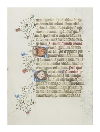 (MANUSCRIPT LEAF.) Double-sided illuminated vellum leaf.